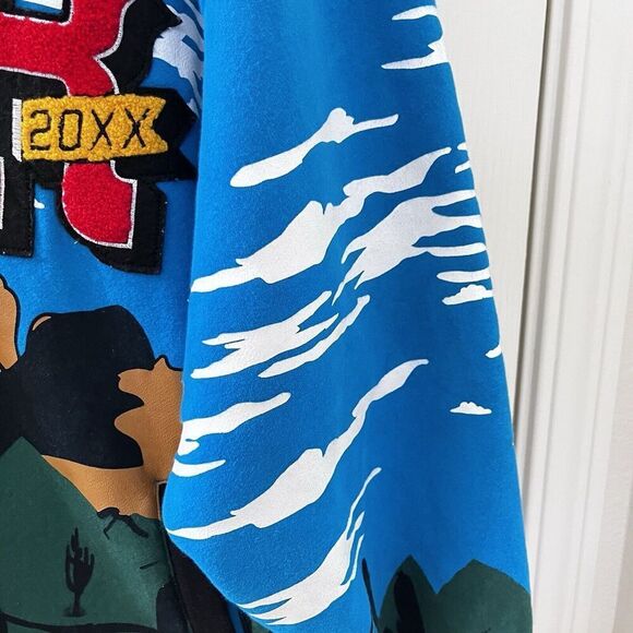 First Row Graphic Mountain Hoodie Full Zip Embroidered Applique Men's Size Large - Picture 11 of 16